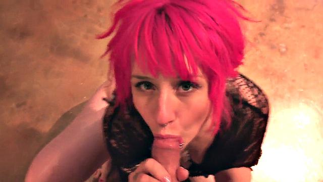 POV cocksucking babe spoils BFs cock with her mouth