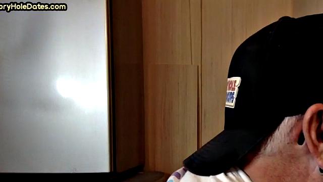 Gloryhole mature gay sucks in closeup homemade BJ.