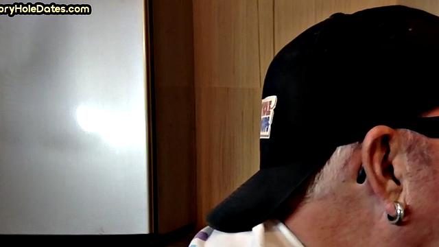 Gloryhole mature gay sucks in closeup homemade BJ.