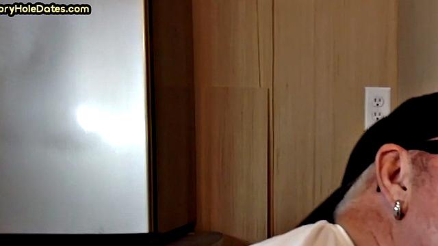 Gloryhole mature gay sucks in closeup homemade BJ.