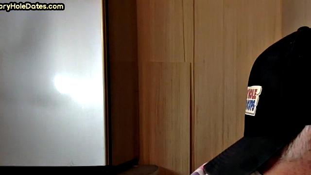 Gloryhole mature gay sucks in closeup homemade BJ.