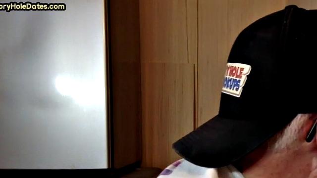 Gloryhole mature gay sucks in closeup homemade BJ.