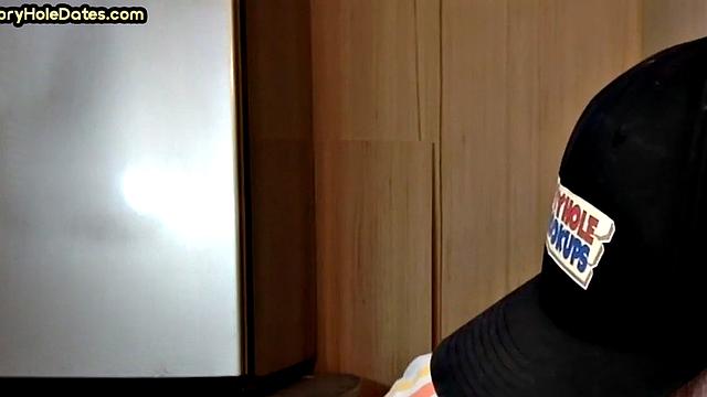 Gloryhole mature gay sucks in closeup homemade BJ.