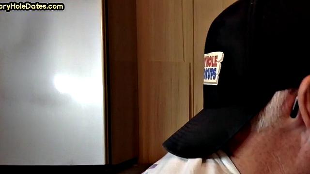 Gloryhole mature gay sucks in closeup homemade BJ.