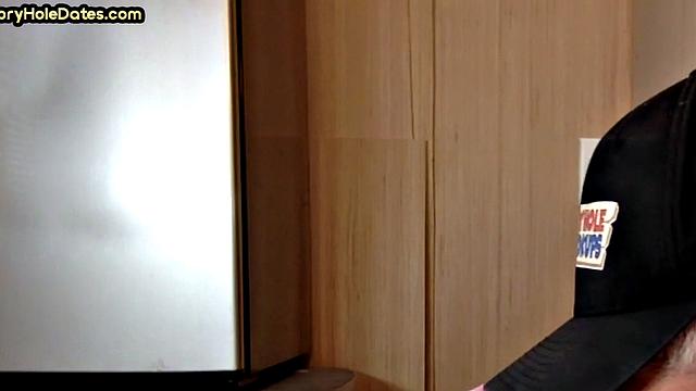 Gloryhole mature gay sucks in closeup homemade BJ.