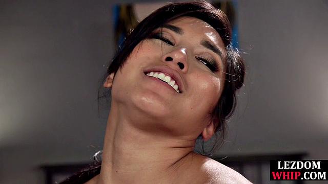 Hardtied busty babe licking mistress