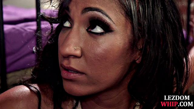 Hardtied busty babe licking mistress