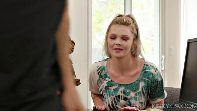 Blonde Kay Carter fucks her new boss at the Kinky Spa