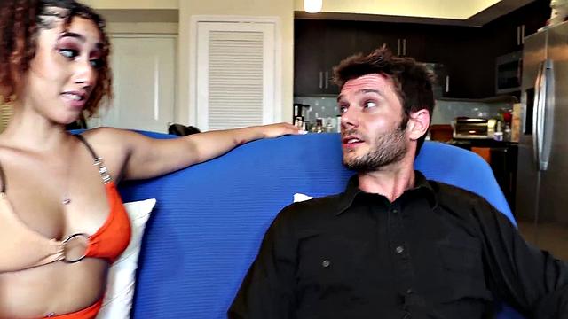 Slutty busty babe enjoys sucking dick and jerking it