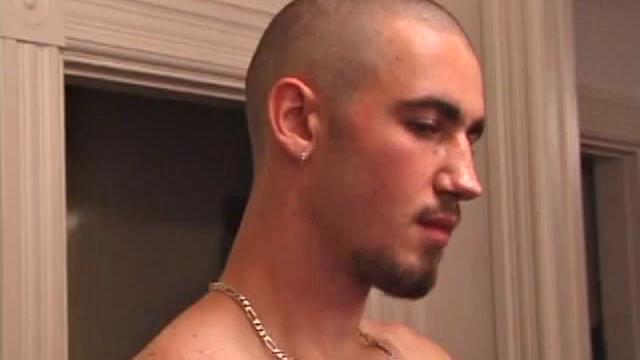 After stripping naked, Donovan grabs lube and starts stroking to a porn video. He gives his cock a serious workout, and edges himself several times, before splattering a nice load of warm cum on his hairy belly.