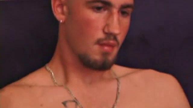 After stripping naked, Donovan grabs lube and starts stroking to a porn video. He gives his cock a serious workout, and edges himself several times, before splattering a nice load of warm cum on his hairy belly.