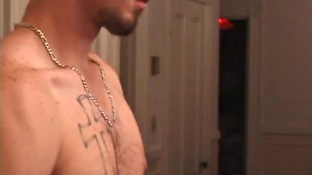 After stripping naked, Donovan grabs lube and starts stroking to a porn video. He gives his cock a serious workout, and edges himself several times, before splattering a nice load of warm cum on his hairy belly.