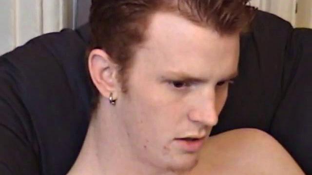 After stripping naked, Miles' uncut dick gets hard in his hands as he plays with it. Stroking hard and edging himself a few times, he finally blows his cum load onto his belly.
