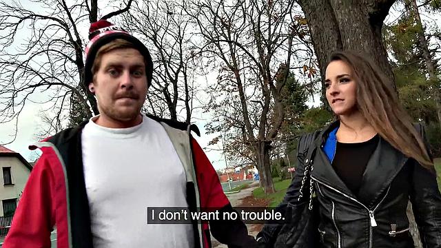 Tattooed chick bangs hard in park, POV style!