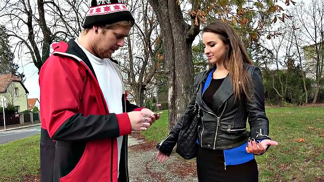 Tattooed chick bangs hard in park, POV style!