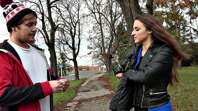 Tattooed chick bangs hard in park, POV style!