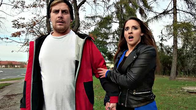 Tattooed chick bangs hard in park, POV style!