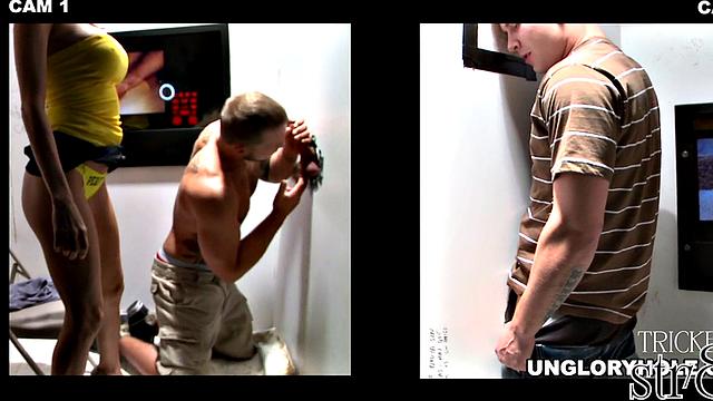 Real gloryhole straight guy fooled into blowjob by gay dude