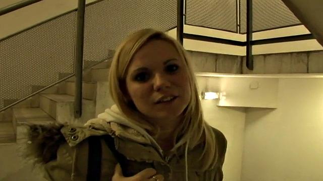 Blonde hottie enjoys deepthroating big black cock in public POV