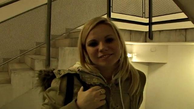 Blonde hottie enjoys deepthroating big black cock in public POV