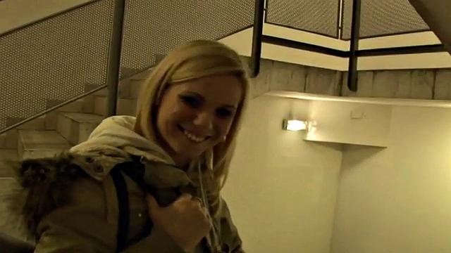 Blonde hottie enjoys deepthroating big black cock in public POV