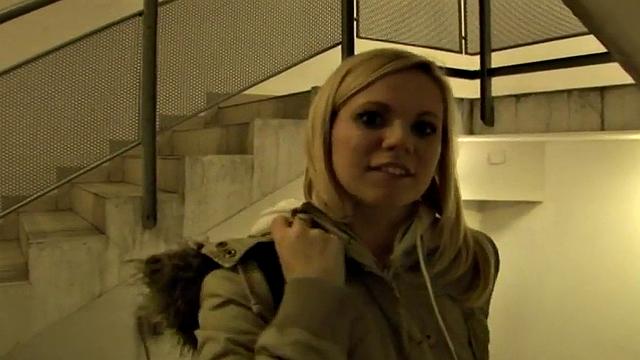 Blonde hottie enjoys deepthroating big black cock in public POV