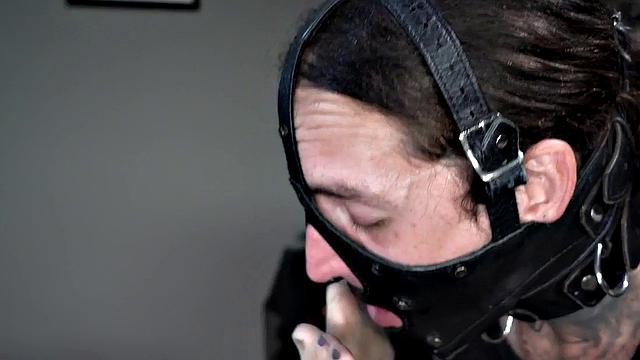 Femdom busty MILF in stockings whipping foot sub