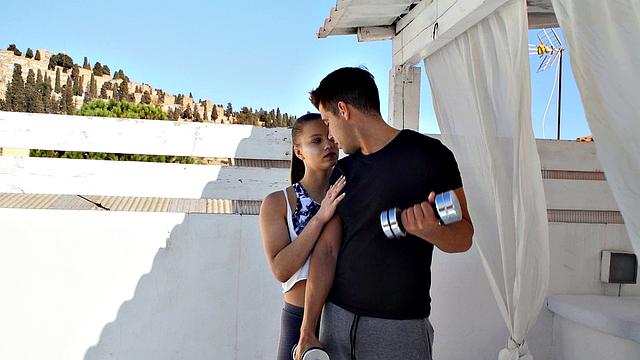 Russian babe Mia trains with a big dick in the bedroom