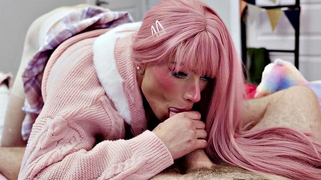 HETEROFLEXIBLE - Femboy Cyrus Stark Tears Pantyhose To Ride Roommate's Big Cock