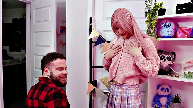 HETEROFLEXIBLE - Femboy Cyrus Stark Tears Pantyhose To Ride Roommate's Big Cock