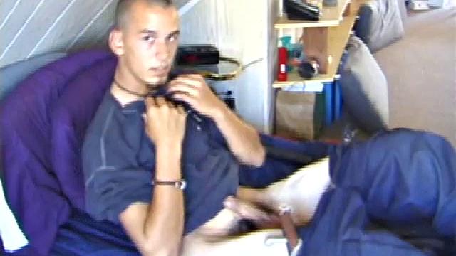 Chance looks directly at the camera as he slowly pulls his off. Do you like that, he asks, as his long cock springs out ready for some attention.