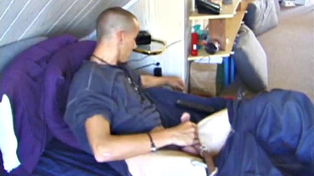 Chance looks directly at the camera as he slowly pulls his off. Do you like that, he asks, as his long cock springs out ready for some attention.