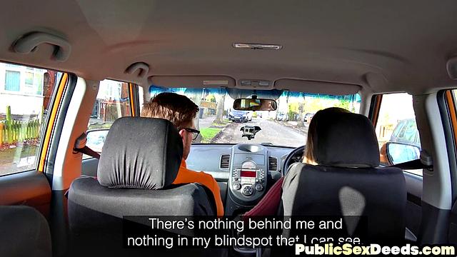 Big-titted learner seduced in car