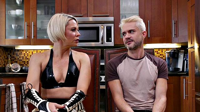 CFNM BDSM femdom latex MILF torments her poor useless sub