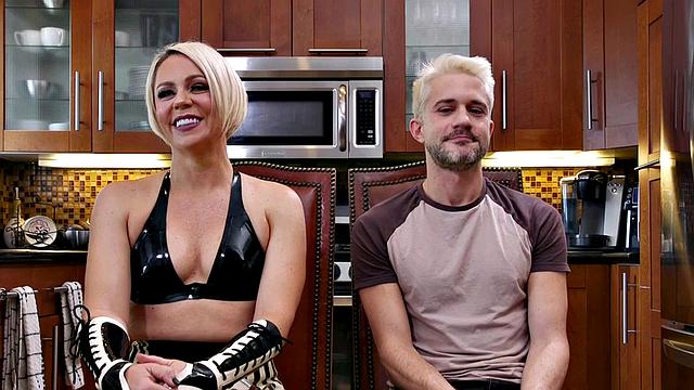 CFNM BDSM femdom latex MILF torments her poor useless sub