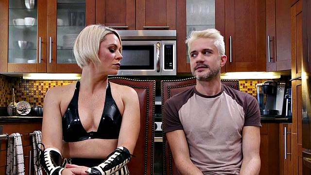 CFNM BDSM femdom latex MILF torments her poor useless sub