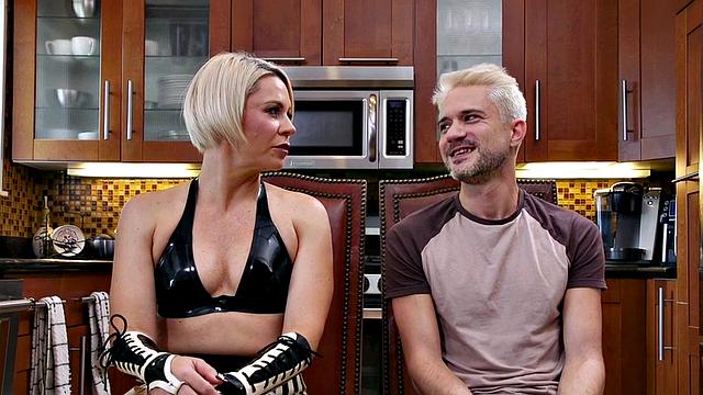 CFNM BDSM femdom latex MILF torments her poor useless sub