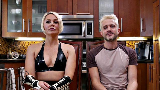 CFNM BDSM femdom latex MILF torments her poor useless sub