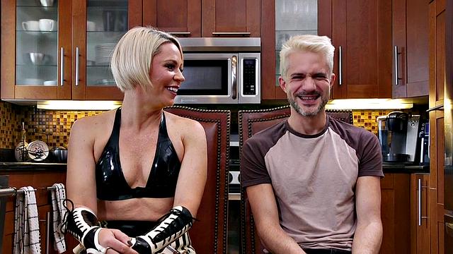 CFNM BDSM femdom latex MILF torments her poor useless sub