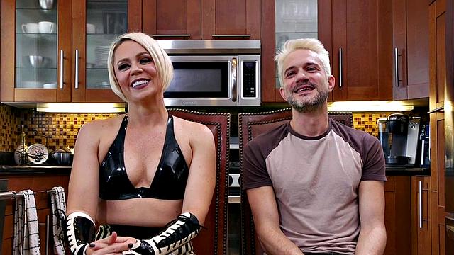 CFNM BDSM femdom latex MILF torments her poor useless sub