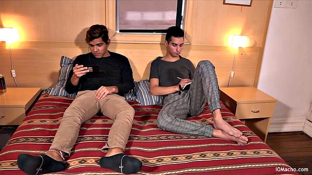 Hanging out on the bed, with Felix, it isn't long before Francis wants to play, and eventually has a stiff cock in his mouth. Francis continues giving Felix head, as the young Latinos strip naked.