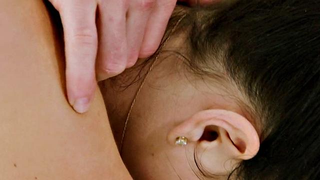 Oiled big-titted babe passionate on massage table