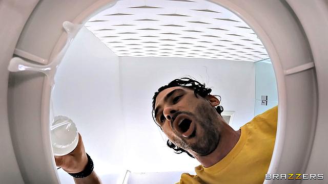 Toilet-Stuck Slut Gets Double Penetrated