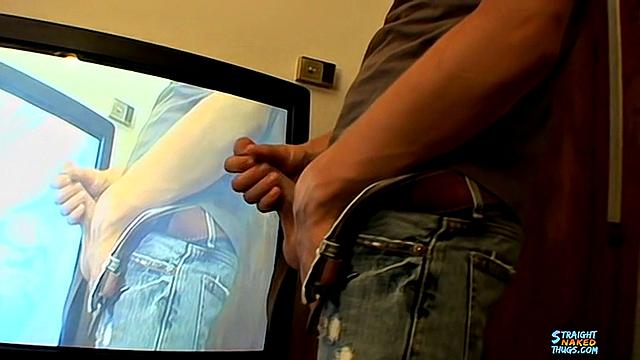 Bryce Corbin strokes his thick cock and teases himself until he cums hard