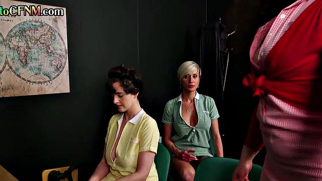 College nerds CFNM wanking teachers BBC in classroom