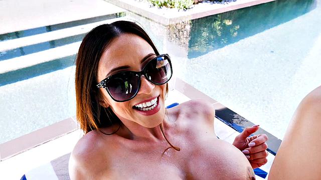 Humiliated Poolboy Fills Latina with Cream