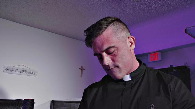 Submissive student sucks priests cock in dormitory