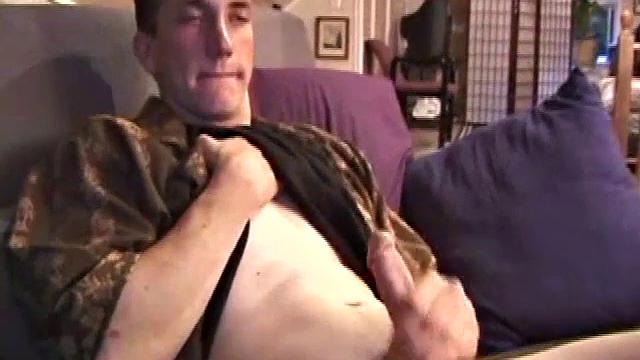 Amateur Derek strokes his thick cock for the camera
