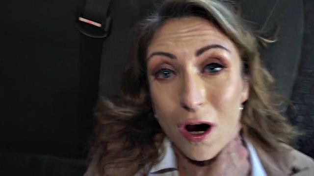 Car MILF fucked by big white dick in missionary
