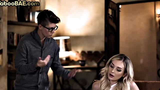 Taboo tattooed babe fucked by stepcousin in office